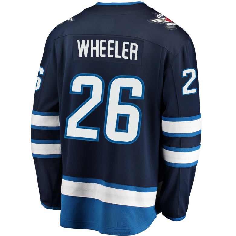 NHL Men Winnipeg Jets Blake Wheeler Fanatics Branded Navy Breakaway Replica Jersey D002V1519 Clothing