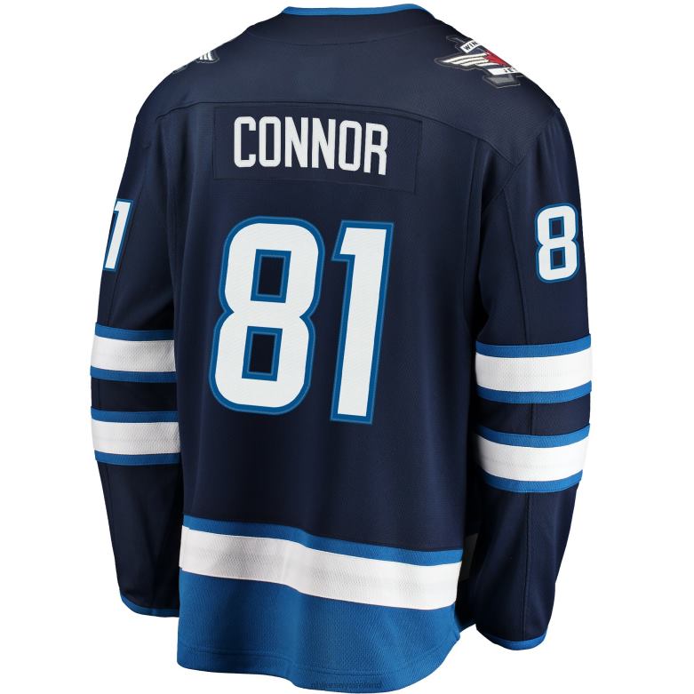 NHL Men Winnipeg Jets Kyle Connor Fanatics Branded Navy Breakaway Replica Jersey D002V1621 Clothing