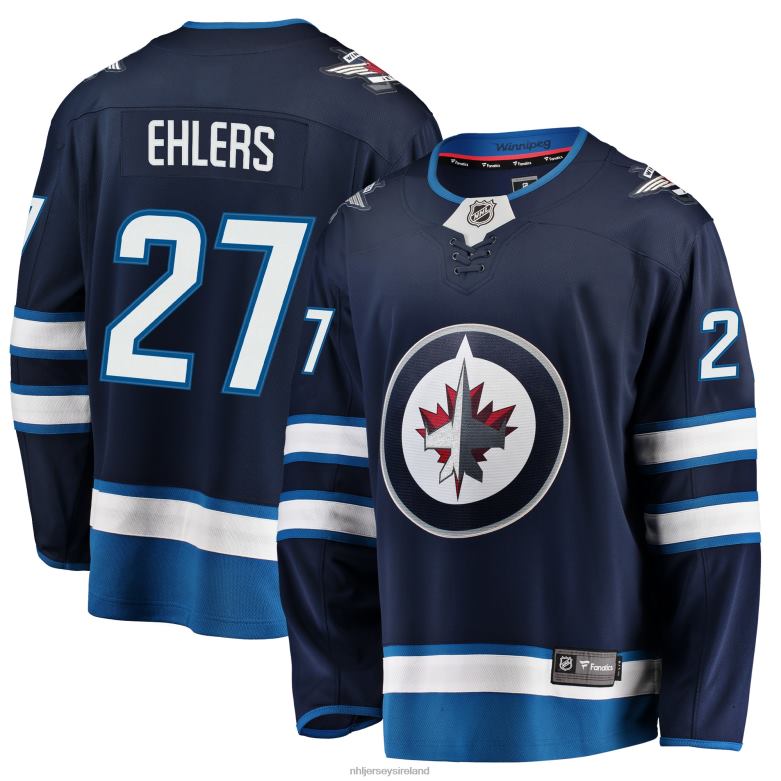 NHL Men Winnipeg Jets Nikolaj Ehlers Fanatics Branded Navy Breakaway Replica Jersey D002V1550 Clothing
