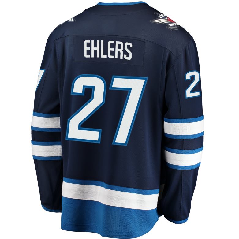 NHL Men Winnipeg Jets Nikolaj Ehlers Fanatics Branded Navy Breakaway Replica Jersey D002V1550 Clothing