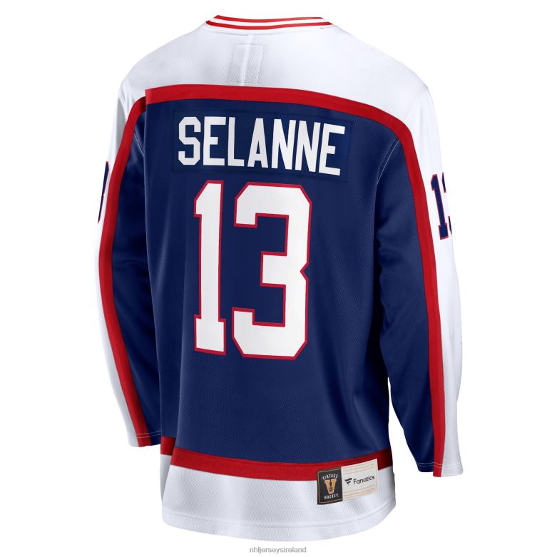 NHL Men Winnipeg Jets Teemu Selanne Fanatics Branded Navy Breakaway Retired Player Jersey D002V447 Clothing