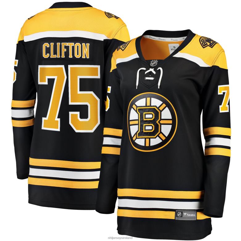 NHL Women Boston Bruins Connor Clifton Fanatics Branded Black Home Breakaway Jersey D002V1508 Clothing