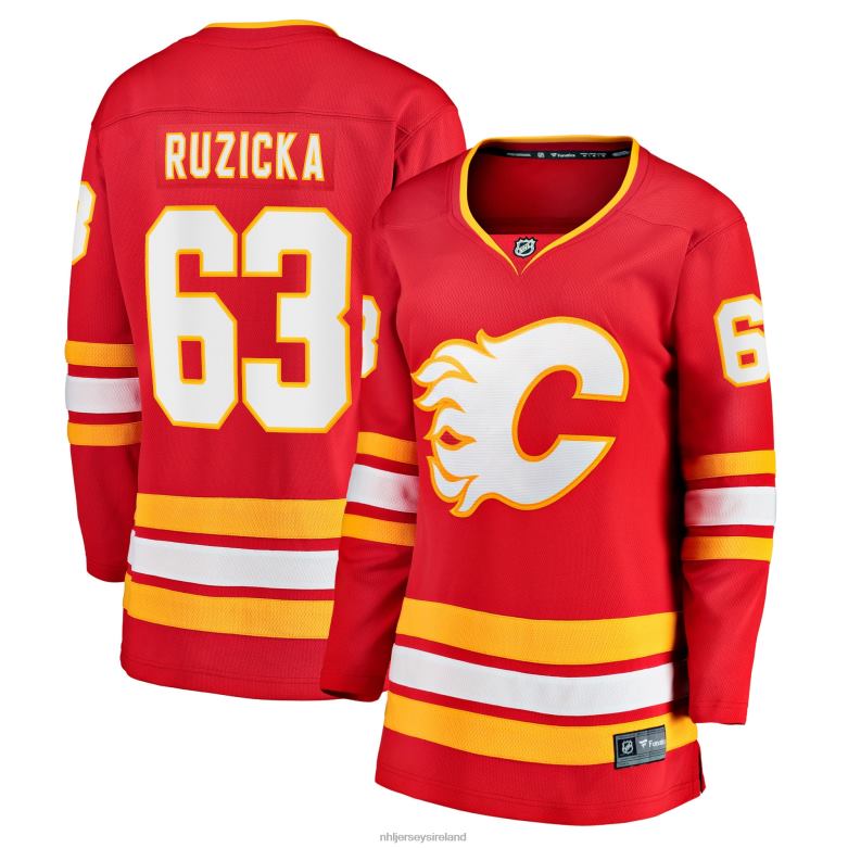 NHL Women Calgary Flames Adam Ruzicka Fanatics Branded Red Home Breakaway Player Jersey D002V2110 Clothing