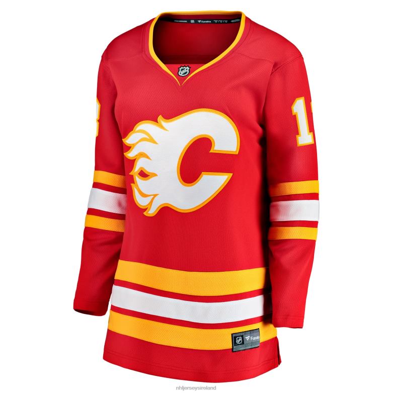 NHL Women Calgary Flames Johnny Gaudreau Fanatics Branded Red 2020/21 Home Premier Breakaway Player Jersey D002V1434 Clothing