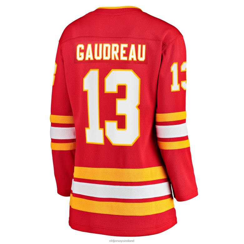 NHL Women Calgary Flames Johnny Gaudreau Fanatics Branded Red 2020/21 Home Premier Breakaway Player Jersey D002V1434 Clothing