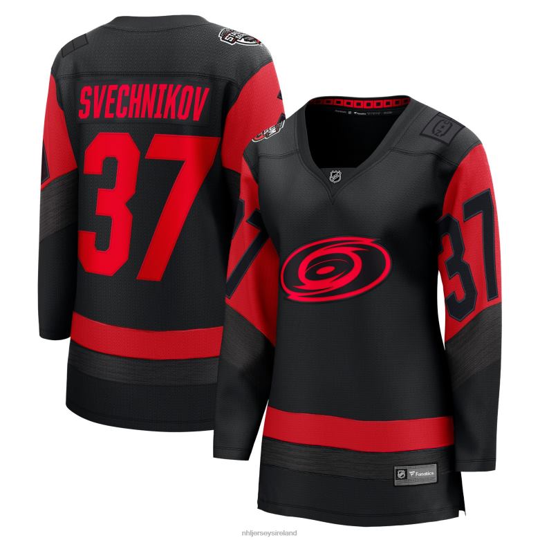 NHL Women Carolina Hurricanes Andrei Svechnikov Fanatics Branded Black 2023 Stadium Series Breakaway Player Jersey D002V894 Clothing