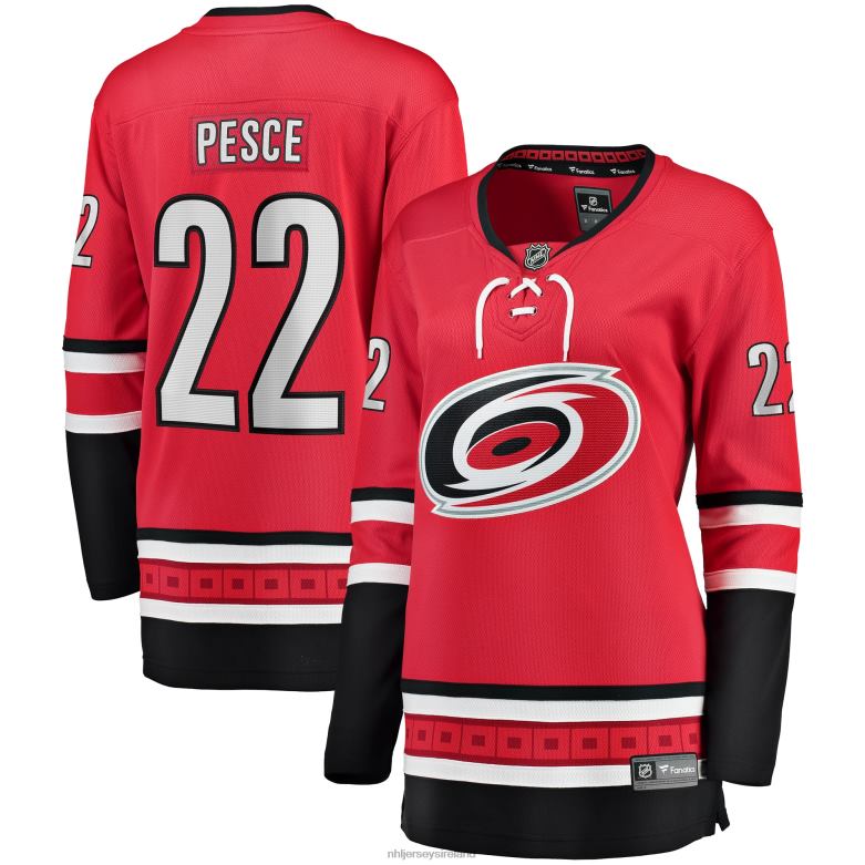 NHL Women Carolina Hurricanes Brett Pesce Fanatics Branded Red Home Breakaway Player Jersey D002V1780 Clothing