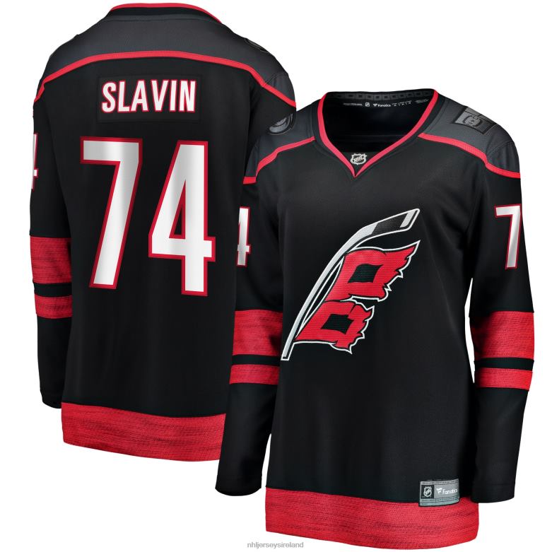 NHL Women Carolina Hurricanes Jaccob Slavin Fanatics Branded Black Home Breakaway Player Jersey D002V796 Clothing