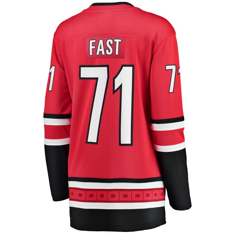 NHL Women Carolina Hurricanes Jesper Fast Fanatics Branded Red Home Breakaway Jersey D002V2221 Clothing