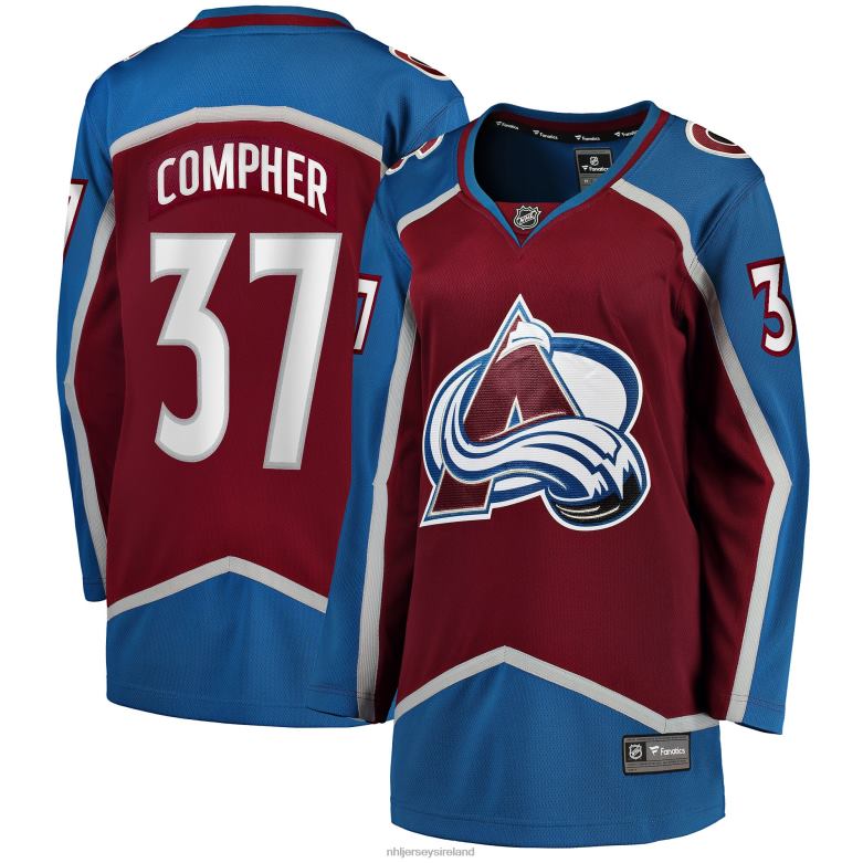 NHL Women Colorado Avalanche JT Compher Fanatics Branded Burgundy Home Breakaway Player Jersey D002V1272 Clothing