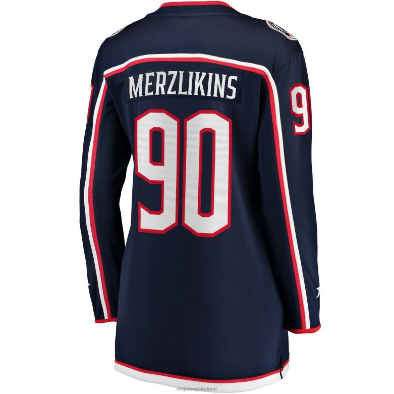 NHL Women Columbus Blue Jackets Elvis Merzlikins Fanatics Branded Navy Home Breakaway Jersey D002V1553 Clothing
