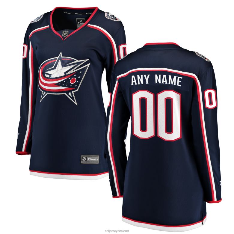 NHL Women Columbus Blue Jackets Fanatics Branded Navy Home Breakaway Custom Jersey D002V914 Clothing
