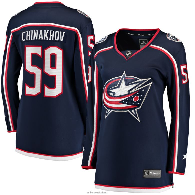 NHL Women Columbus Blue Jackets Yegor Chinakhov Fanatics Branded Navy Home Breakaway Player Jersey D002V2255 Clothing