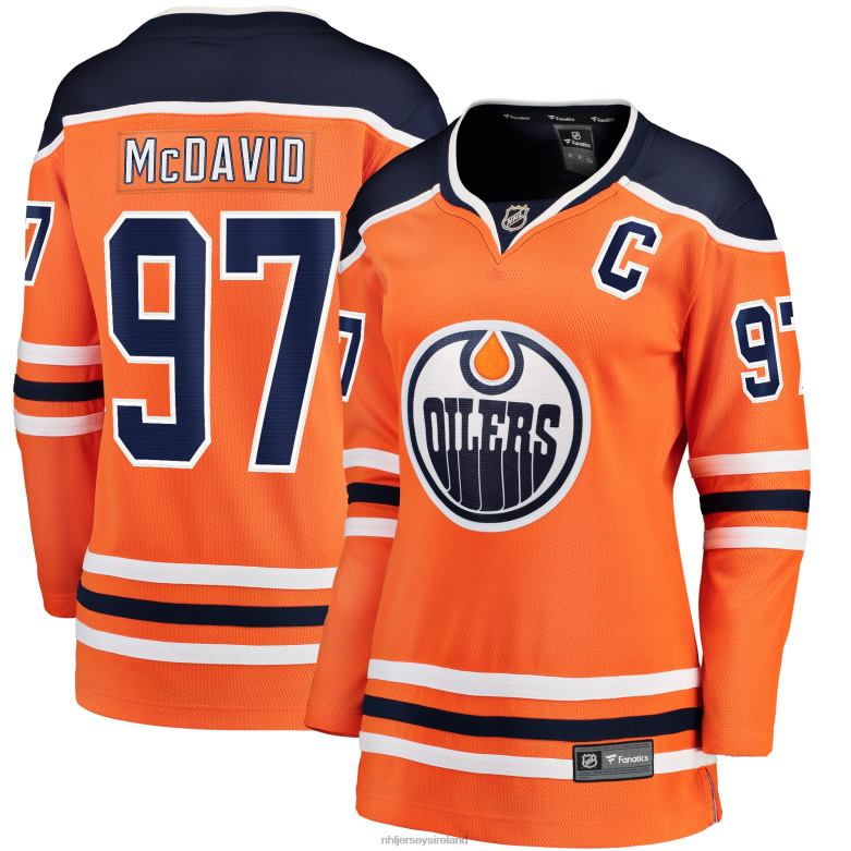 NHL Women Edmonton Oilers Connor Mcdavid Fanatics Branded Orange Home Premier Breakaway Player Jersey D002V2121 Clothing