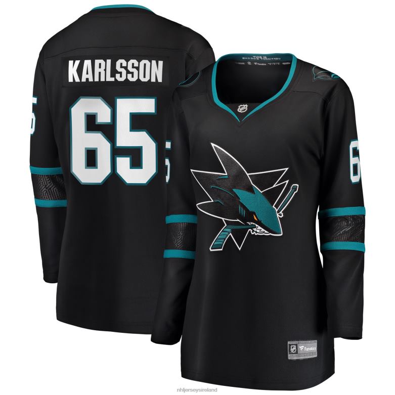 NHL Women Erik Karlsson San Jose Sharks Fanatics Branded Alternate Premier Breakaway Player Jersey - Black D002V945 Clothing