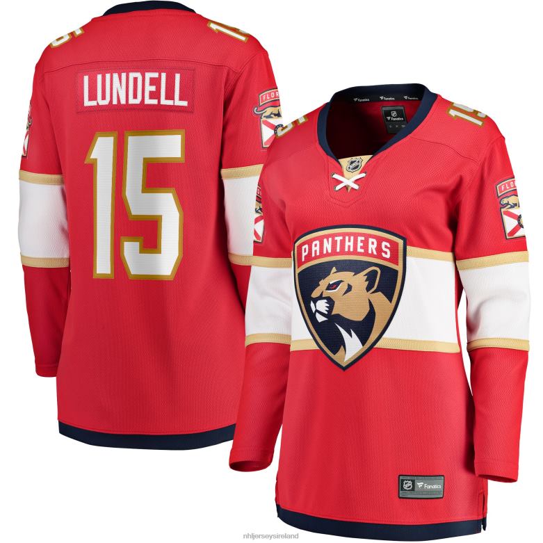 NHL Women Florida Panthers Anton Lundell Fanatics Branded Red Home Breakaway Player Jersey D002V1908 Clothing