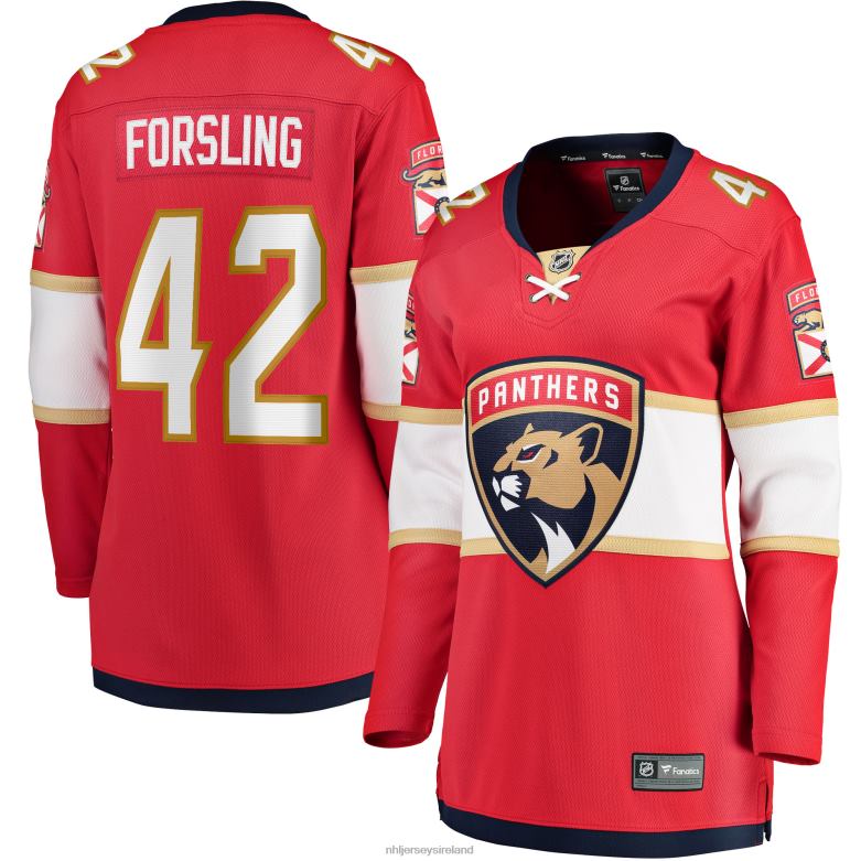 NHL Women Florida Panthers Gustav Forsling Fanatics Branded Red Home Breakaway Player Jersey D002V2165 Clothing