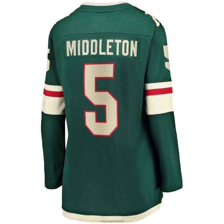 NHL Women Minnesota Wild Jake Middleton Fanatics Branded Green Home Breakaway Player Jersey D002V1653 Clothing