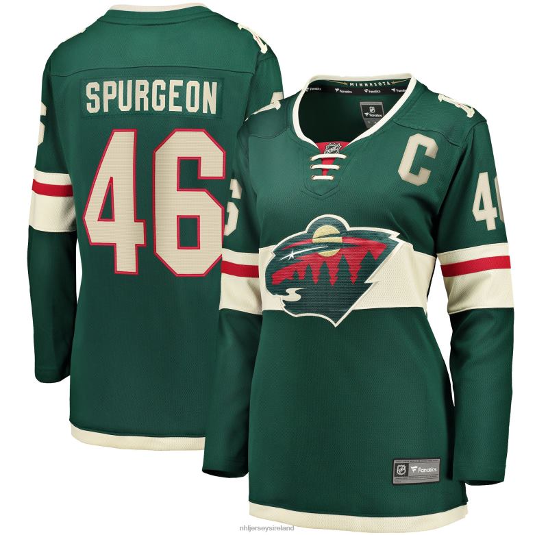 NHL Women Minnesota Wild Jared Spurgeon Green Home Breakaway Player Jersey D002V1236 Clothing