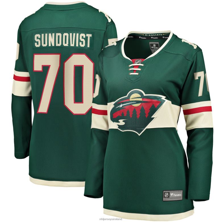NHL Women Minnesota Wild Oskar Sundqvist Fanatics Branded Green Home Breakaway Jersey D002V2066 Clothing