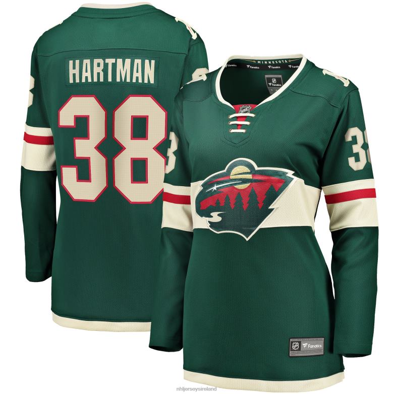 NHL Women Minnesota Wild Ryan Hartman Fanatics Branded Green Home Breakaway Player Jersey D002V1012 Clothing