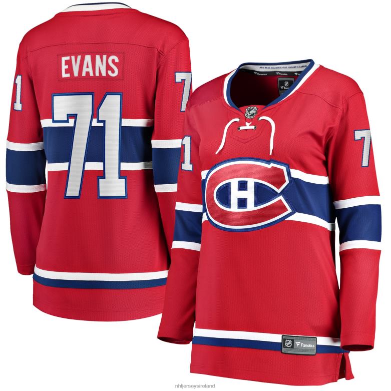 NHL Women Montreal Canadiens Jake Evans Fanatics Branded Red Home Breakaway Player Jersey D002V1904 Clothing
