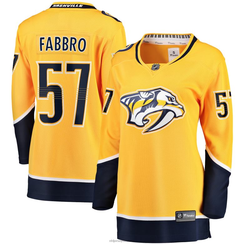 NHL Women Nashville Predators Dante Fabbro Fanatics Branded Gold Home Breakaway Player Jersey D002V1795 Clothing