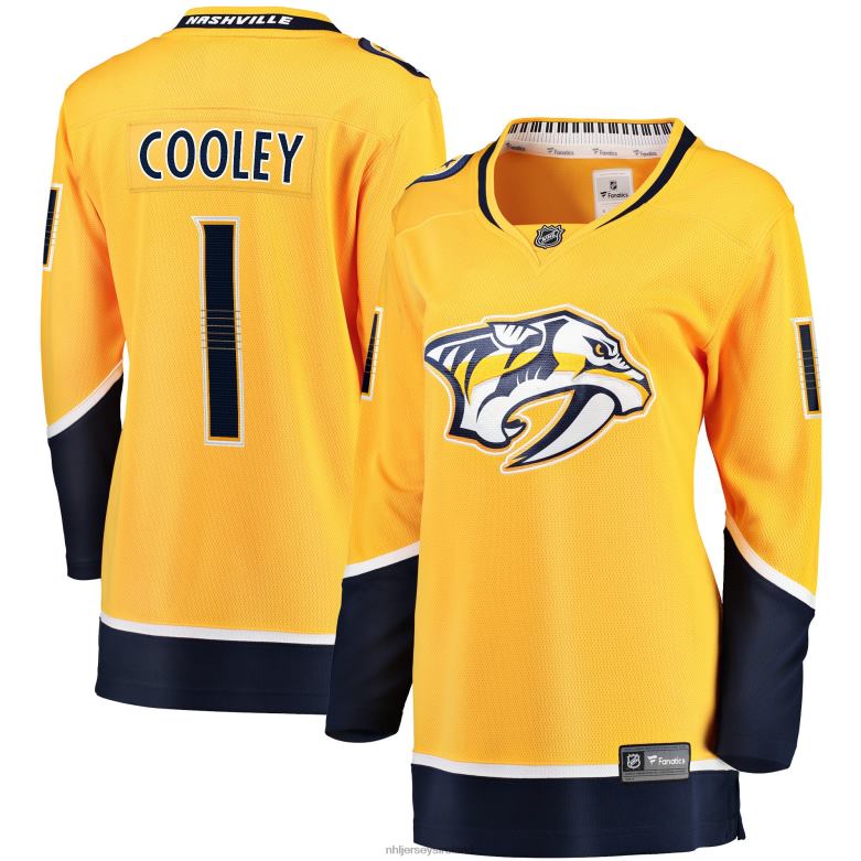 NHL Women Nashville Predators Devin Cooley Fanatics Branded Gold Home Breakaway Player Jersey D002V2132 Clothing