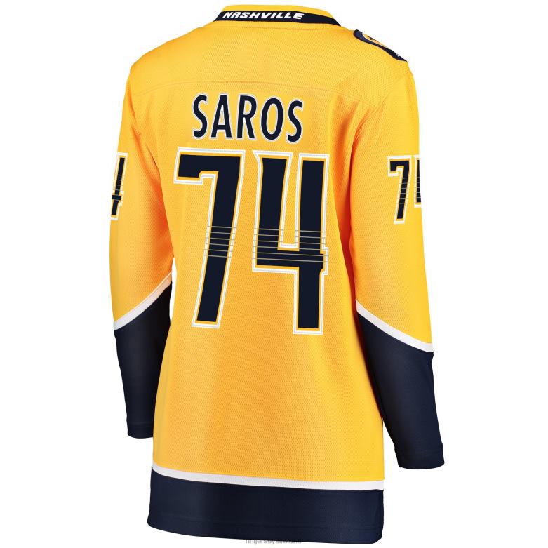 NHL Women Nashville Predators Juuse Saros Fanatics Branded Gold Breakaway Player Jersey D002V985 Clothing