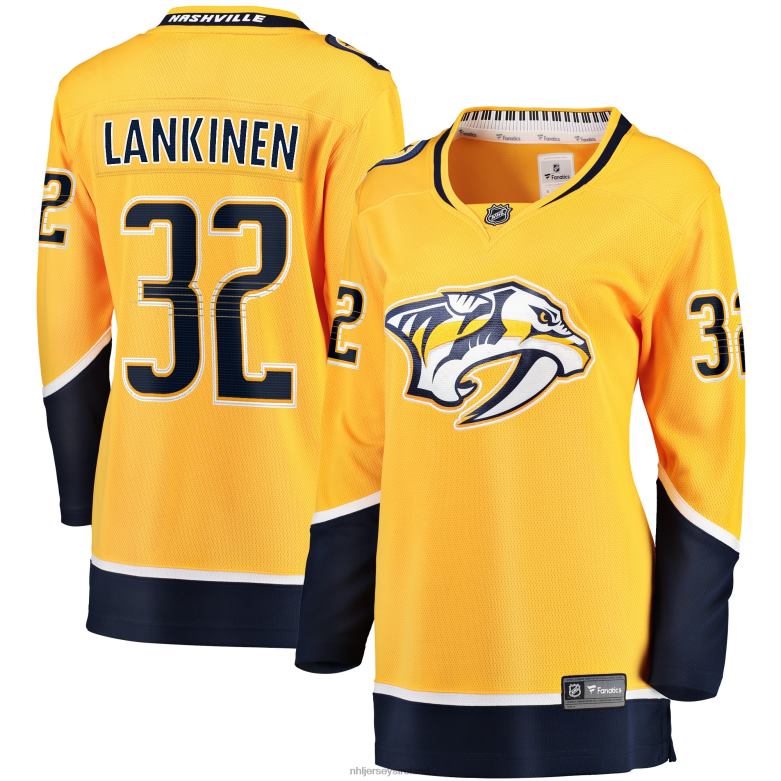 NHL Women Nashville Predators Kevin Lankinen Fanatics Branded Gold Home Breakaway Player Jersey D002V2140 Clothing