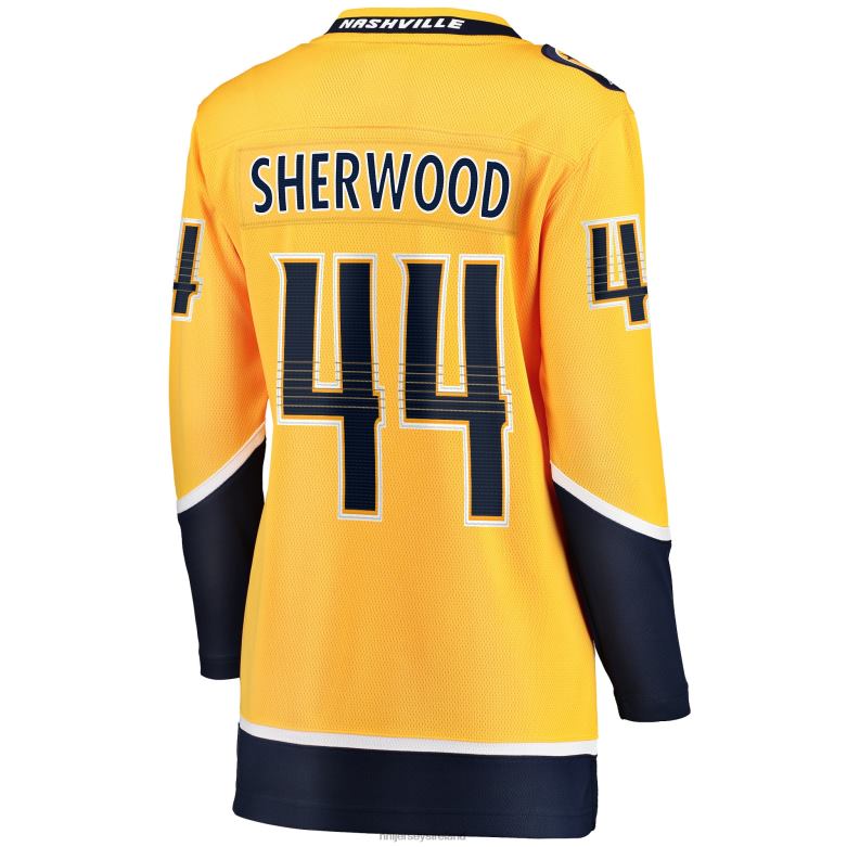 NHL Women Nashville Predators Kiefer Sherwood Fanatics Branded Gold Home Breakaway Player Jersey D002V1400 Clothing