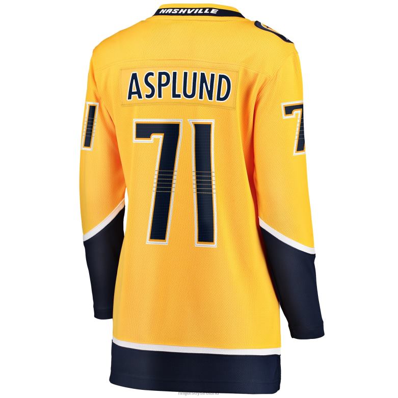 NHL Women Nashville Predators Rasmus Asplund Fanatics Branded Gold Home Breakaway Jersey D002V1971 Clothing
