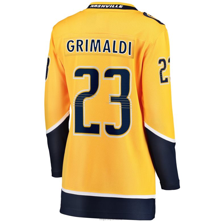 NHL Women Nashville Predators Rocco Grimaldi Fanatics Branded Gold Home Breakaway Player Jersey D002V2137 Clothing