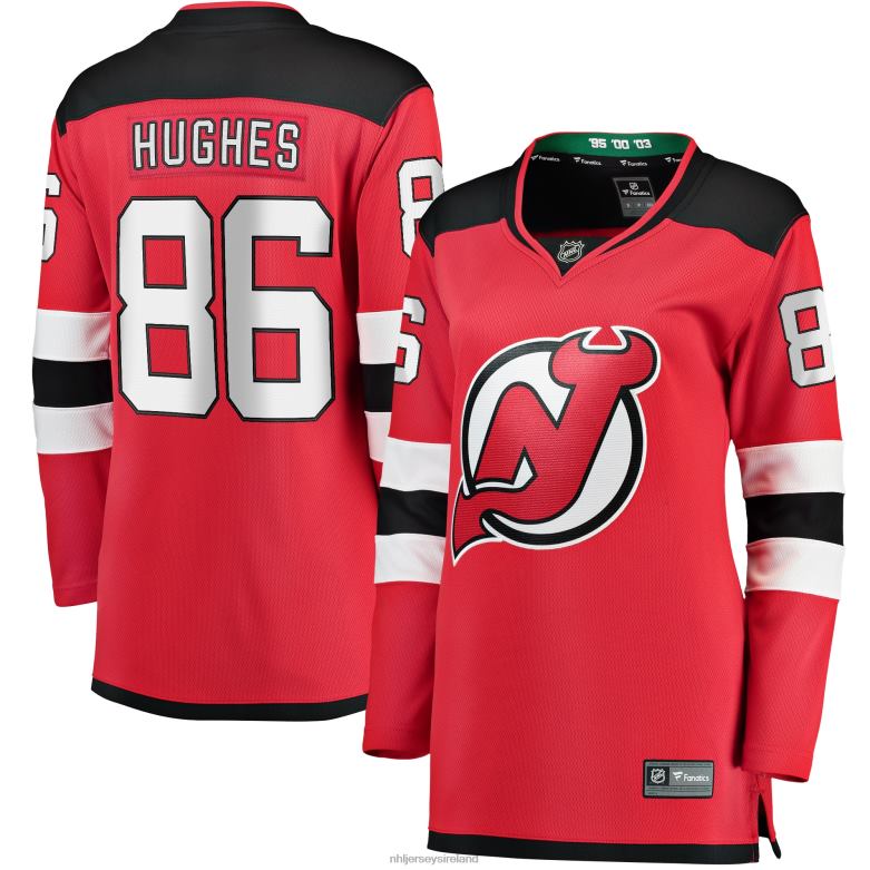 NHL Women New Jersey Devils Jack Hughes Fanatics Branded Red Home Breakaway Jersey D002V249 Clothing