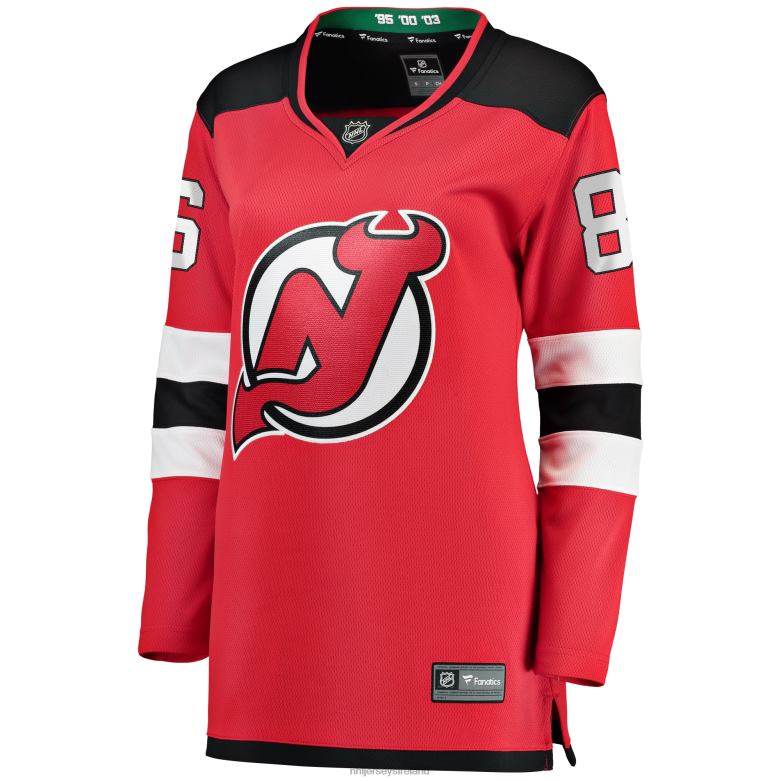 NHL Women New Jersey Devils Jack Hughes Fanatics Branded Red Home Breakaway Jersey D002V249 Clothing