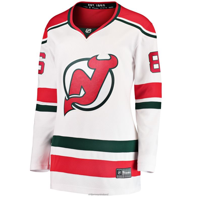 NHL Women New Jersey Devils Jack Hughes Fanatics Branded White 2022/23 Heritage Premier Breakaway Jersey D002V480 Clothing