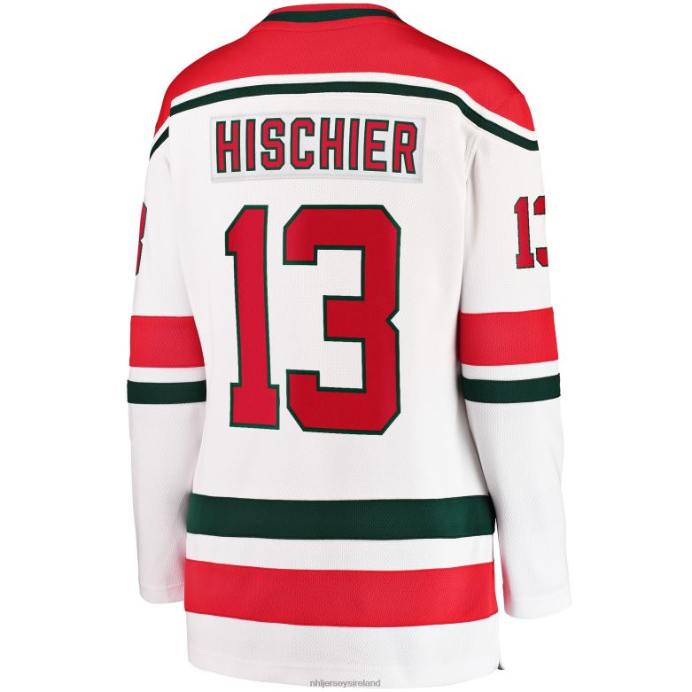NHL Women New Jersey Devils Nico Hischier Fanatics Branded White 2022/23 Heritage Premier Breakaway Jersey D002V939 Clothing
