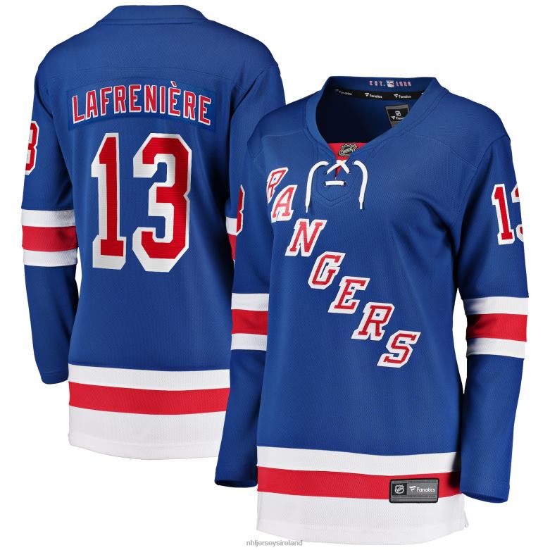 NHL Women New York Rangers Alexis Lafreniere Fanatics Branded Blue Home Premier Breakaway Player Jersey D002V1228 Clothing