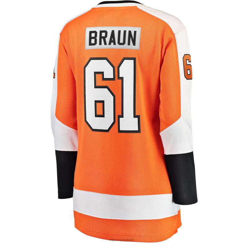 NHL Women Philadelphia Flyers Justin Braun Fanatics Branded Orange Home Breakaway Jersey D002V2242 Clothing