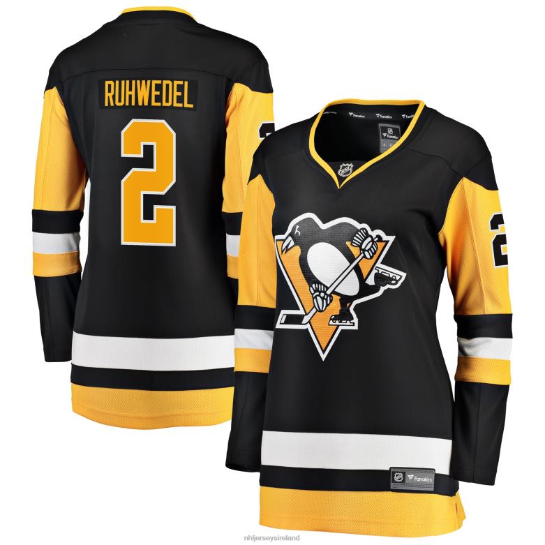 NHL Women Pittsburgh Penguins Chad Ruhwedel Fanatics Branded Black Premier Breakaway Player Jersey D002V1940 Clothing