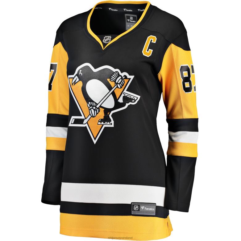 NHL Women Pittsburgh Penguins Sidney Crosby Fanatics Branded Black Captain Patch Home Breakaway Jersey D002V971 Clothing