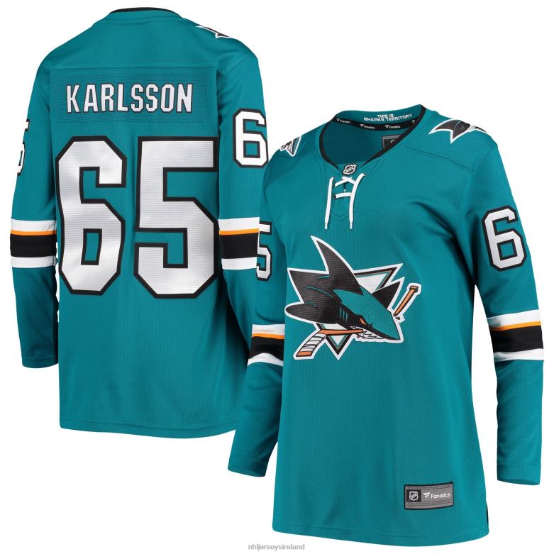NHL Women San Jose Sharks Erik Karlsson Fanatics Branded Teal Breakaway Home Player Jersey D002V2320 Clothing