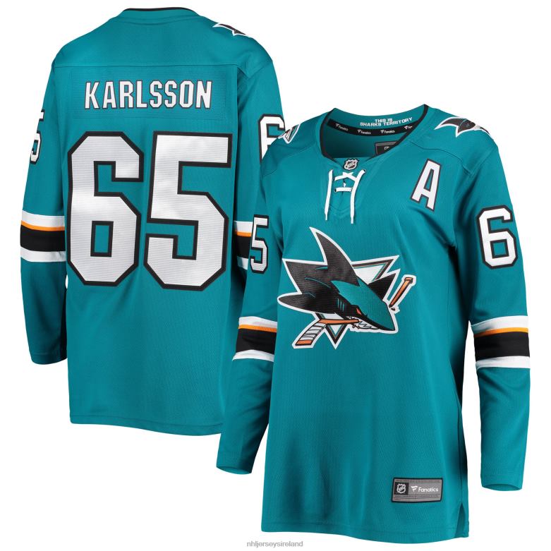 NHL Women San Jose Sharks Erik Karlsson Fanatics Branded Teal Breakaway Home Team Player Jersey D002V2428 Clothing