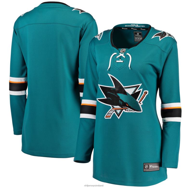 NHL Women San Jose Sharks Fanatics Branded Teal Breakaway Away Jersey D002V2234 Clothing