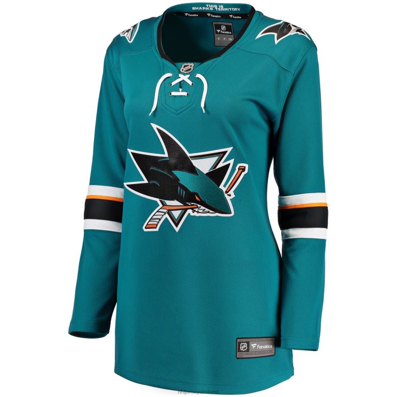 NHL Women San Jose Sharks Fanatics Branded Teal Breakaway Away Jersey D002V2234 Clothing