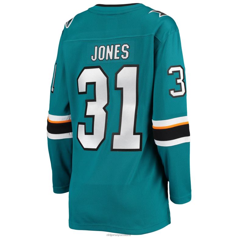 NHL Women San Jose Sharks Martin Jones Fanatics Branded Teal Breakaway Home Team Player Jersey D002V2300 Clothing