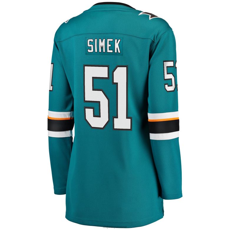 NHL Women San Jose Sharks Radim Simek Fanatics Branded Teal Home Breakaway Player Jersey D002V2139 Clothing