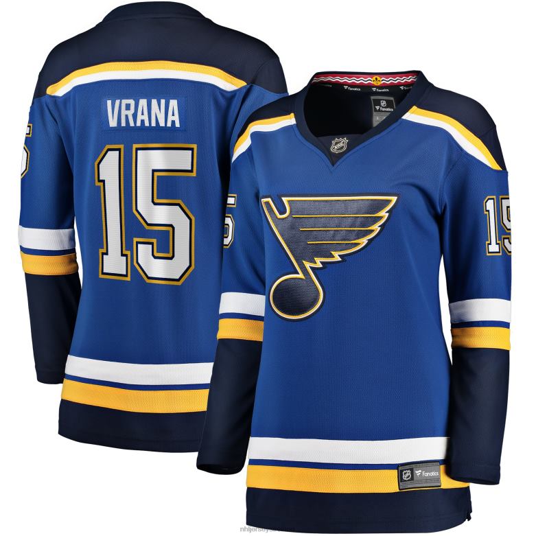 NHL Women St Louis Blues Jakub Vrana Fanatics Branded Blue Home Breakaway Jersey D002V1202 Clothing