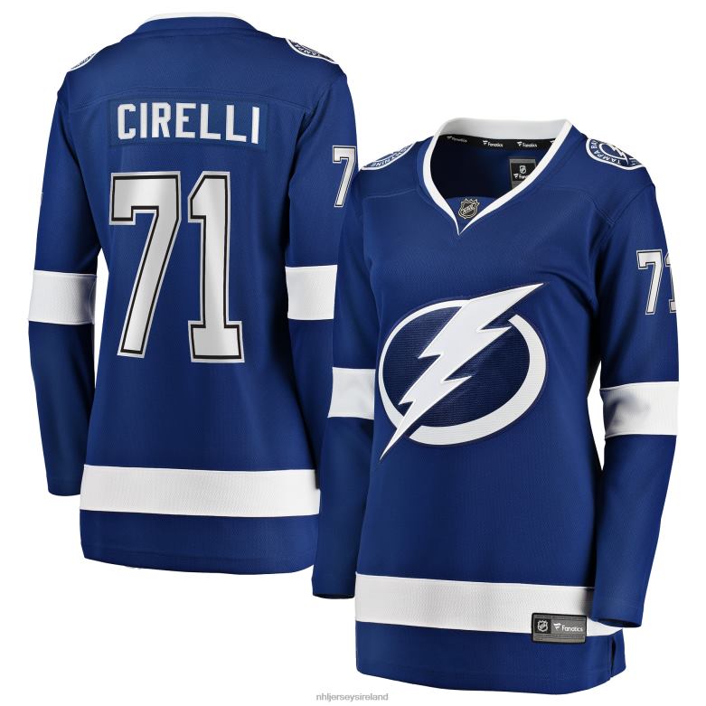 NHL Women Tampa Bay Lightning Anthony Cirelli Fanatics Branded Blue Home Breakaway Player Jersey D002V1186 Clothing