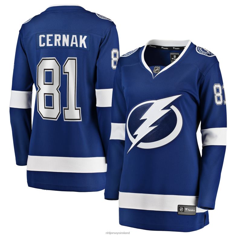 NHL Women Tampa Bay Lightning Erik Cernak Fanatics Branded Blue Home Breakaway Player Jersey D002V1700 Clothing